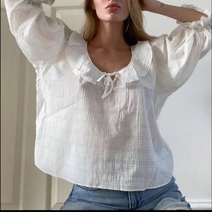 & Other Stories Cotton Balloon Sleeve Blouse